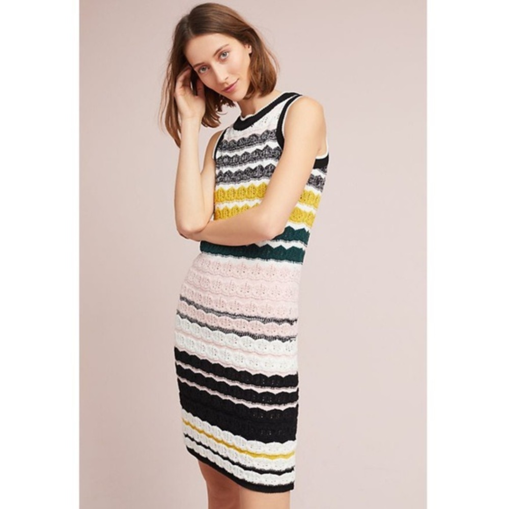 Akemi+Kin Colorful Stripe Crochet Midi Dress - S